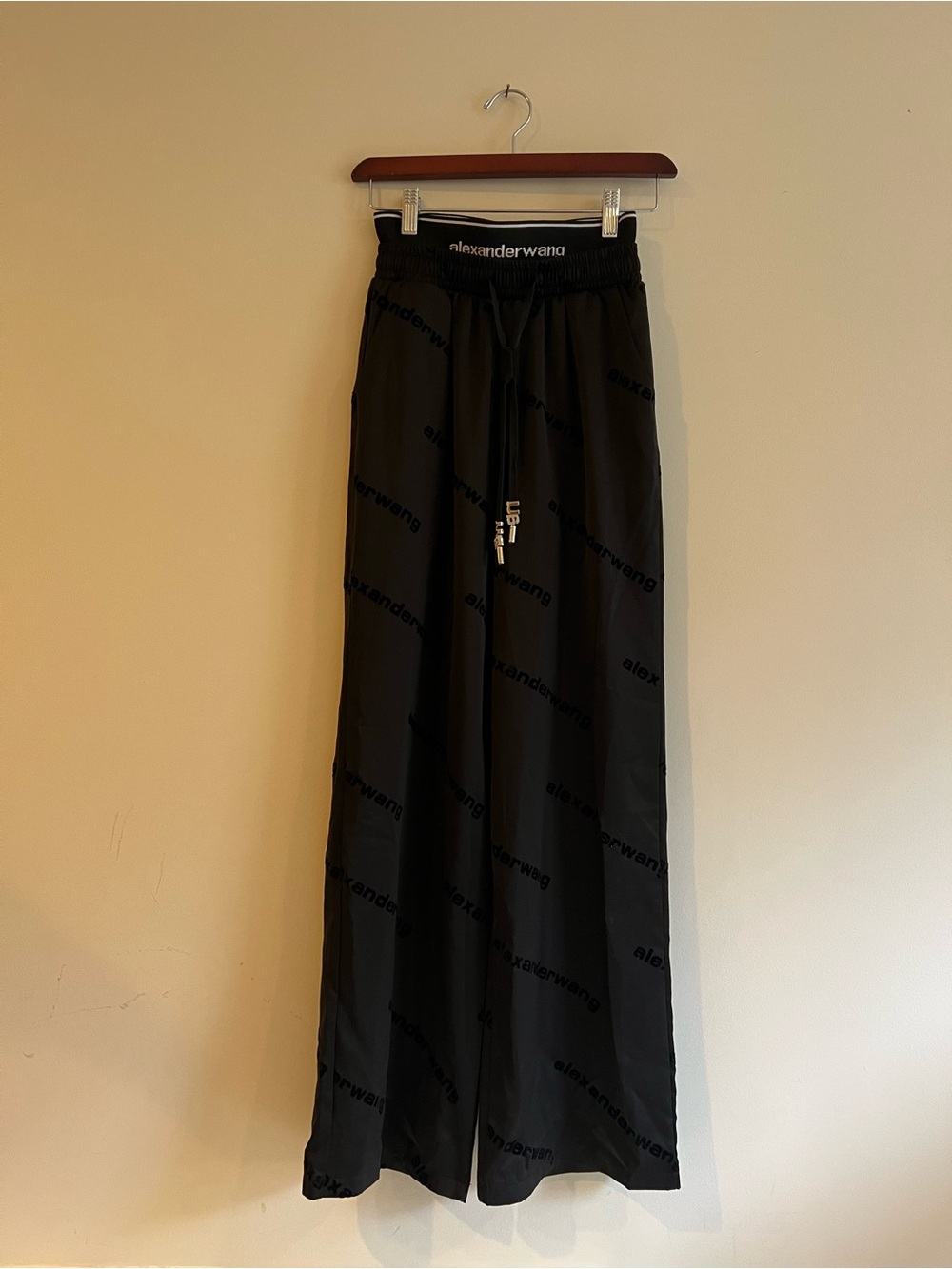 Alexander Wang Black Maxi Wide-Leg Logo Trouser